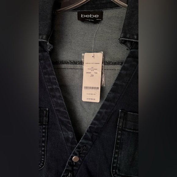 Bebe Surplice Utility Romper-Denim - Picture 7 of 7